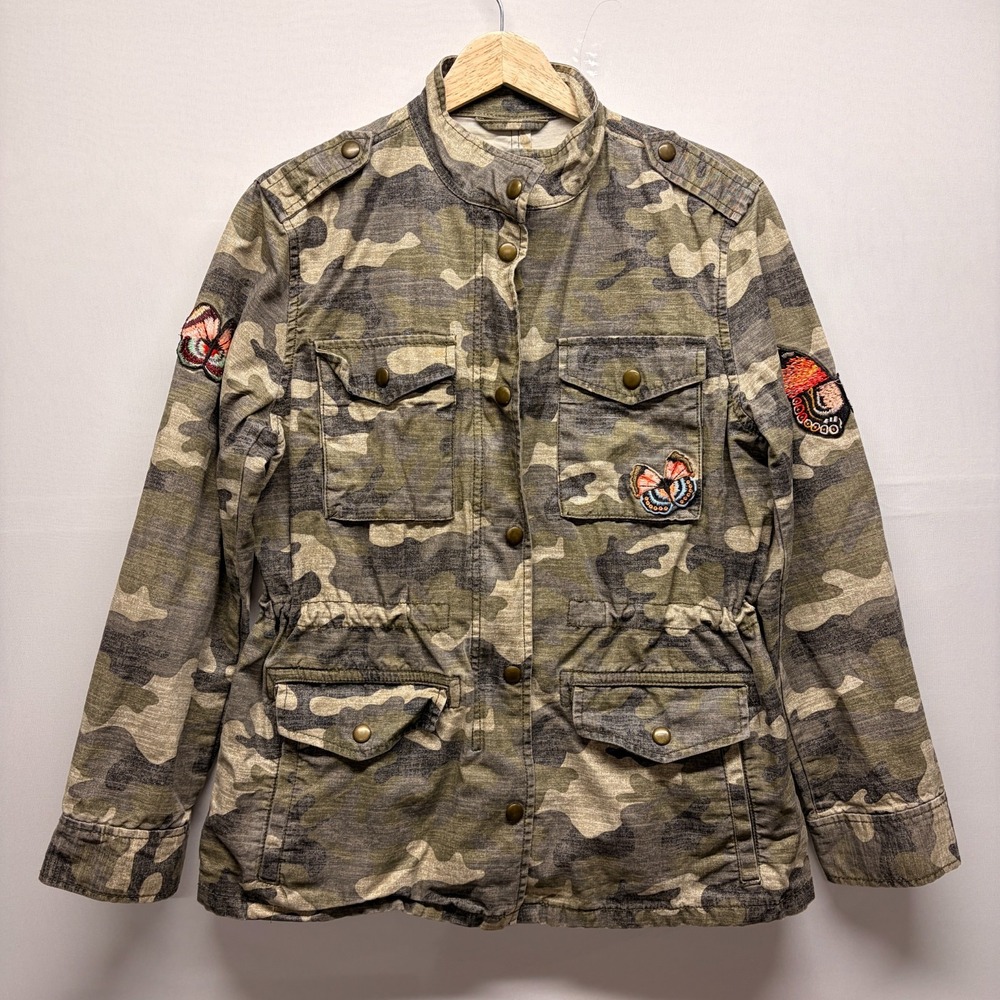 Gap Womens Butterfly Patch Camo Utility Jacket XS Military Fairy Grunge Indie